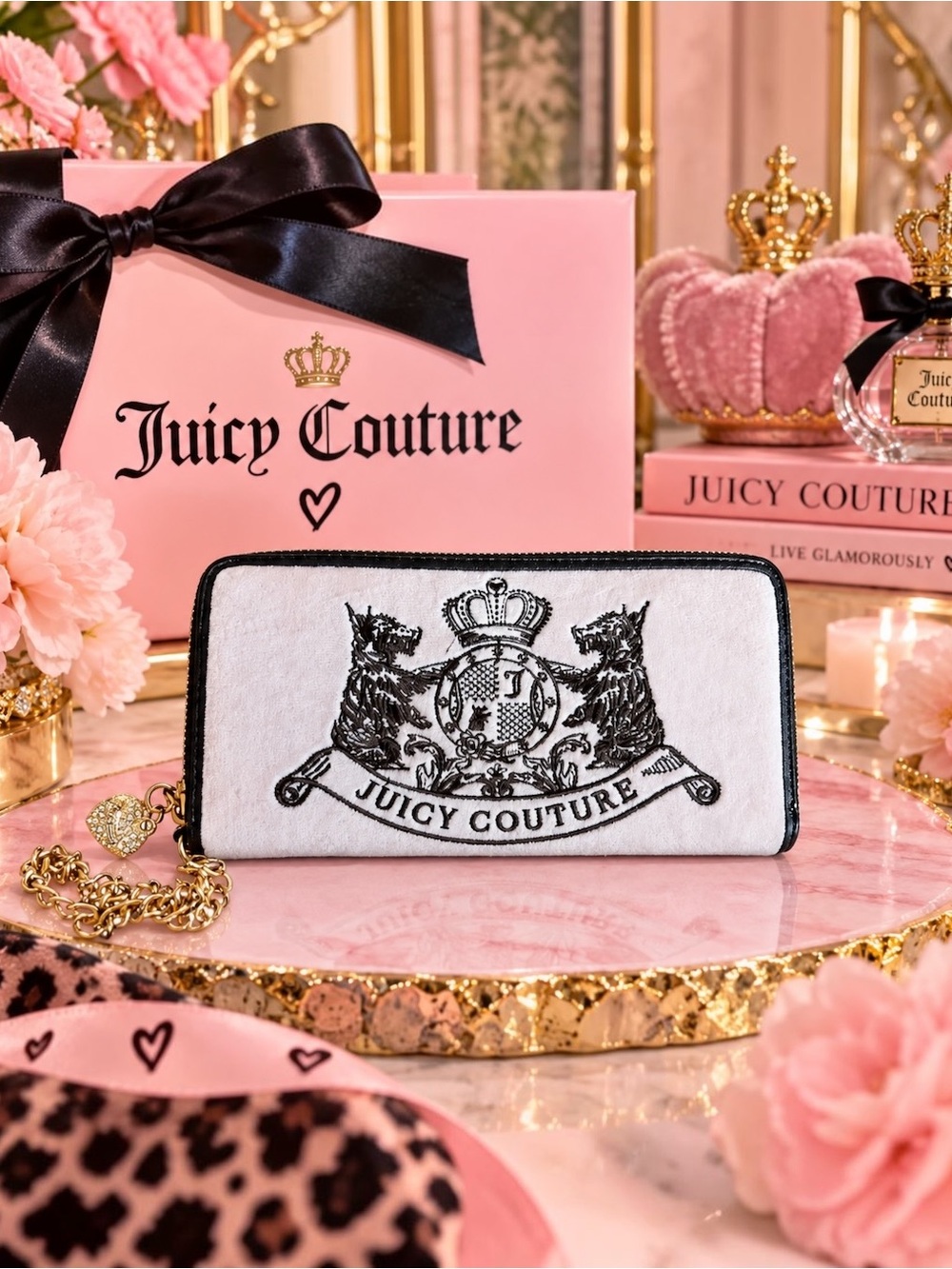 🤍🎀 Juicy Couture Velour Zip Around Wallet 🎀🤍